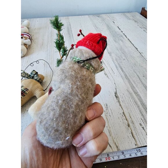 Shabby chic snowman ornament set tree scarf plush Xmas decor - Picture 8 of 8